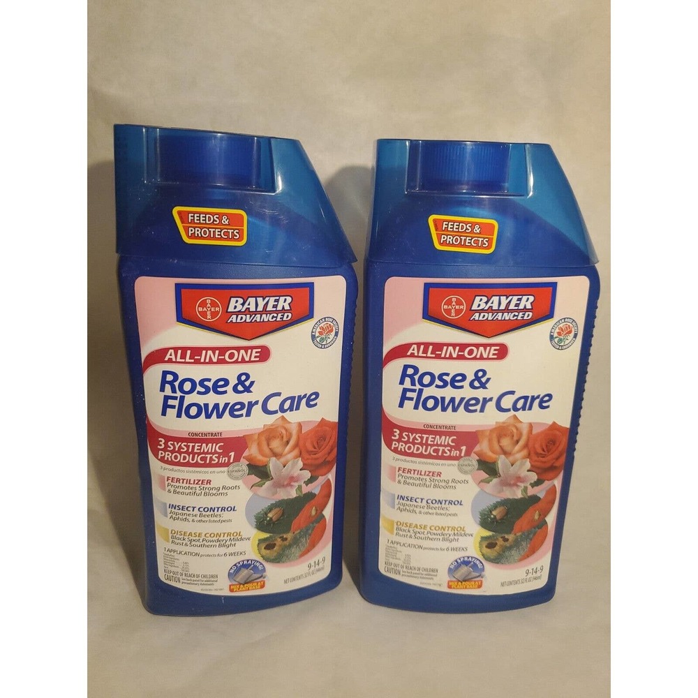 Lot of 2 Bayer Advanced BIOADVANCED ALL-IN-ONE ROSE & FLOWER CARE 9-14-9 32oz
